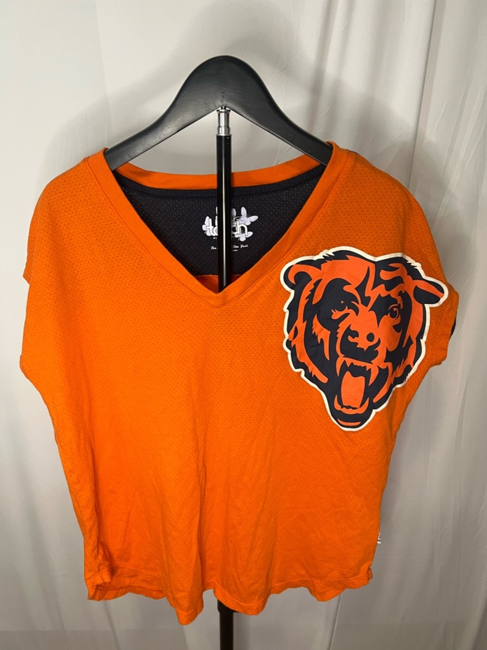 Chicago Bears Orange and Black V-Neck Mesh Top
